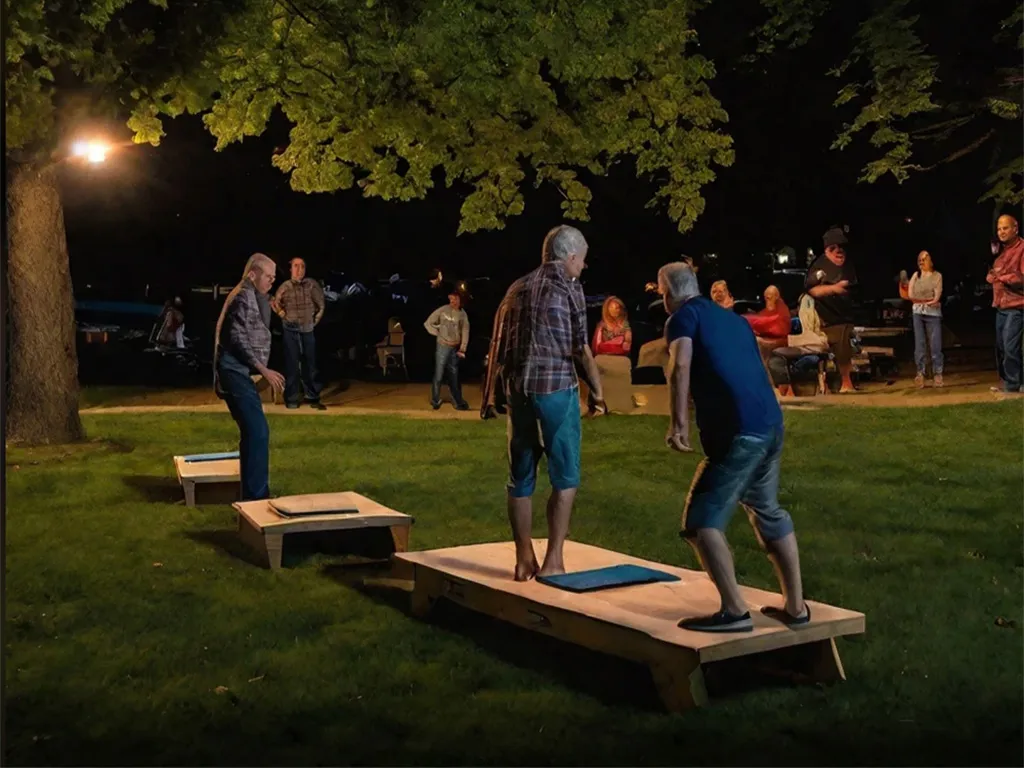 Standing on a Cornhole board